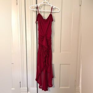 Elegant Red ruffled prom/formal dress